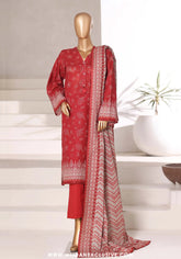 Sadabahar Printed Stitched Khaddar 3PC Collection - 2025 (RED D-11)